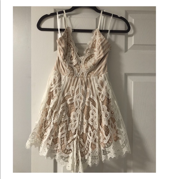 Pants - Selfie Leslie White & Nude Lace Romper